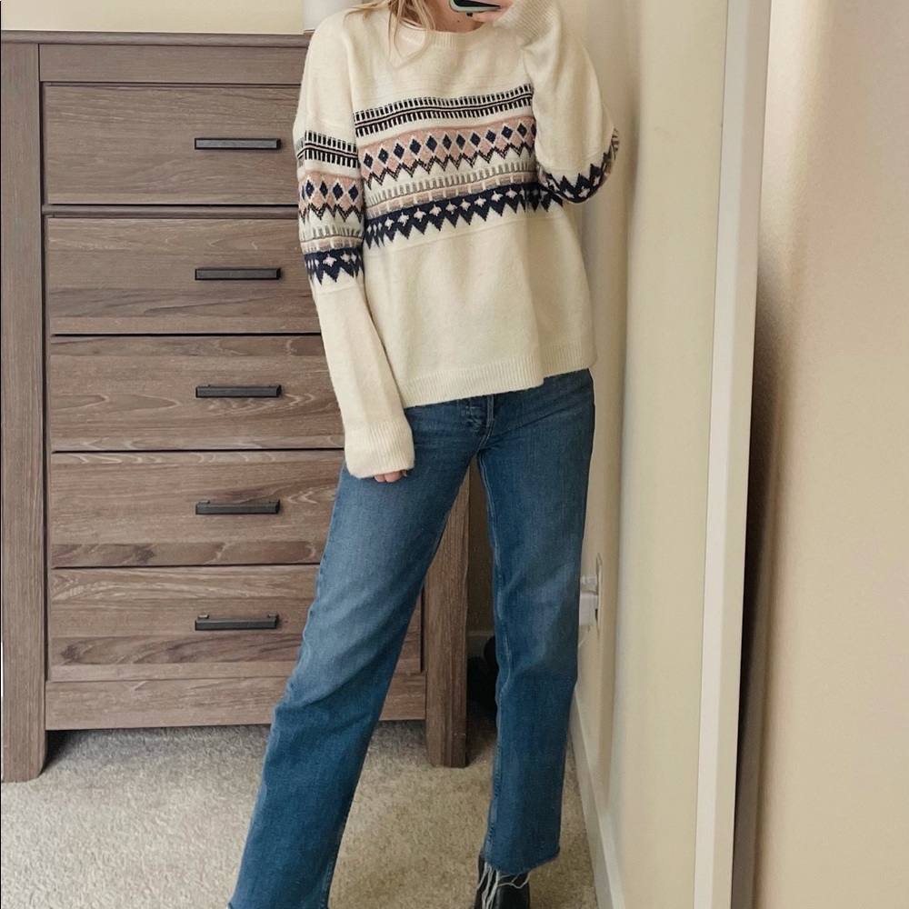 Rails cream embroidered sweater size S